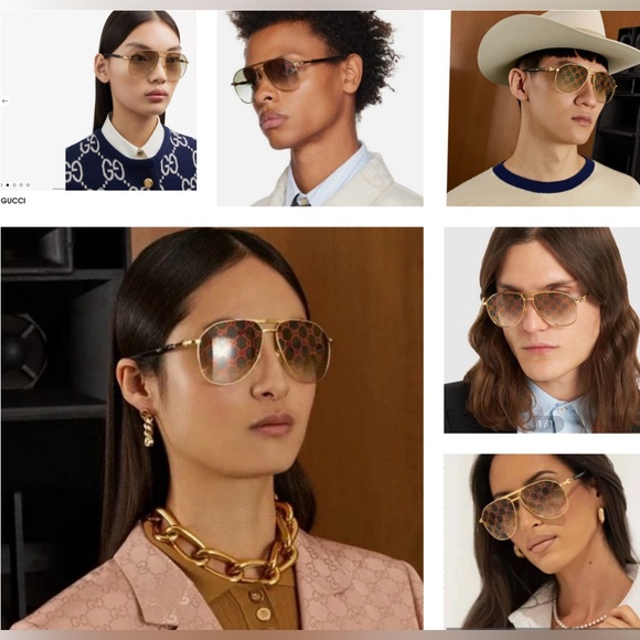 GREEEN MIRROR “GG” LOGO PILOT AVIATOR GOLD METAL SUNGLASSES AS SEEN ON GARCELLE - Picture 9 of 16